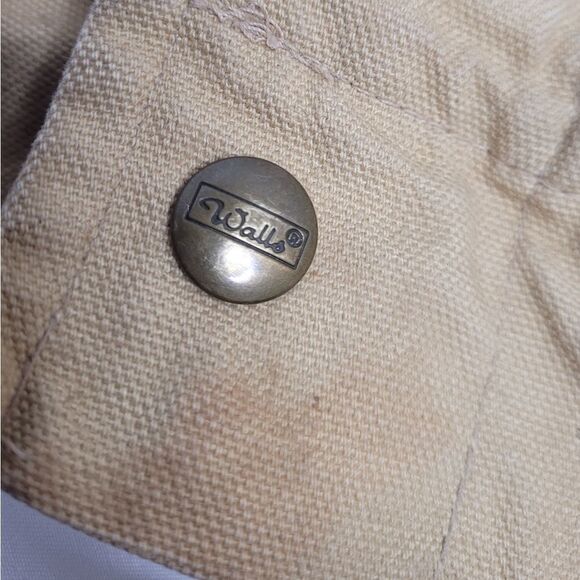 VINTAGE 90s Walls tan canvas work jacket corduroy collar barn coat 2XL TALL - Picture 5 of 12